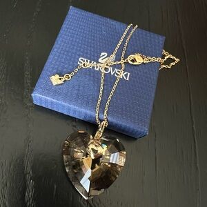 Cognac Goldtone Swarovski heart pendant necklace